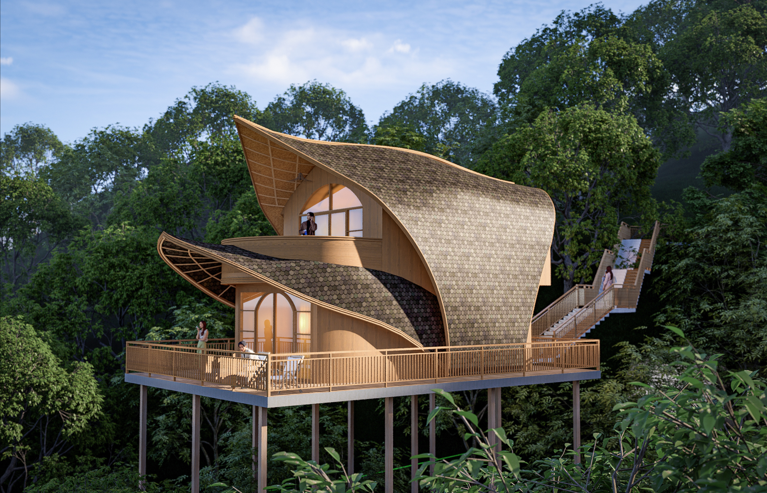 Bamboo lattice treehouse resort β built project