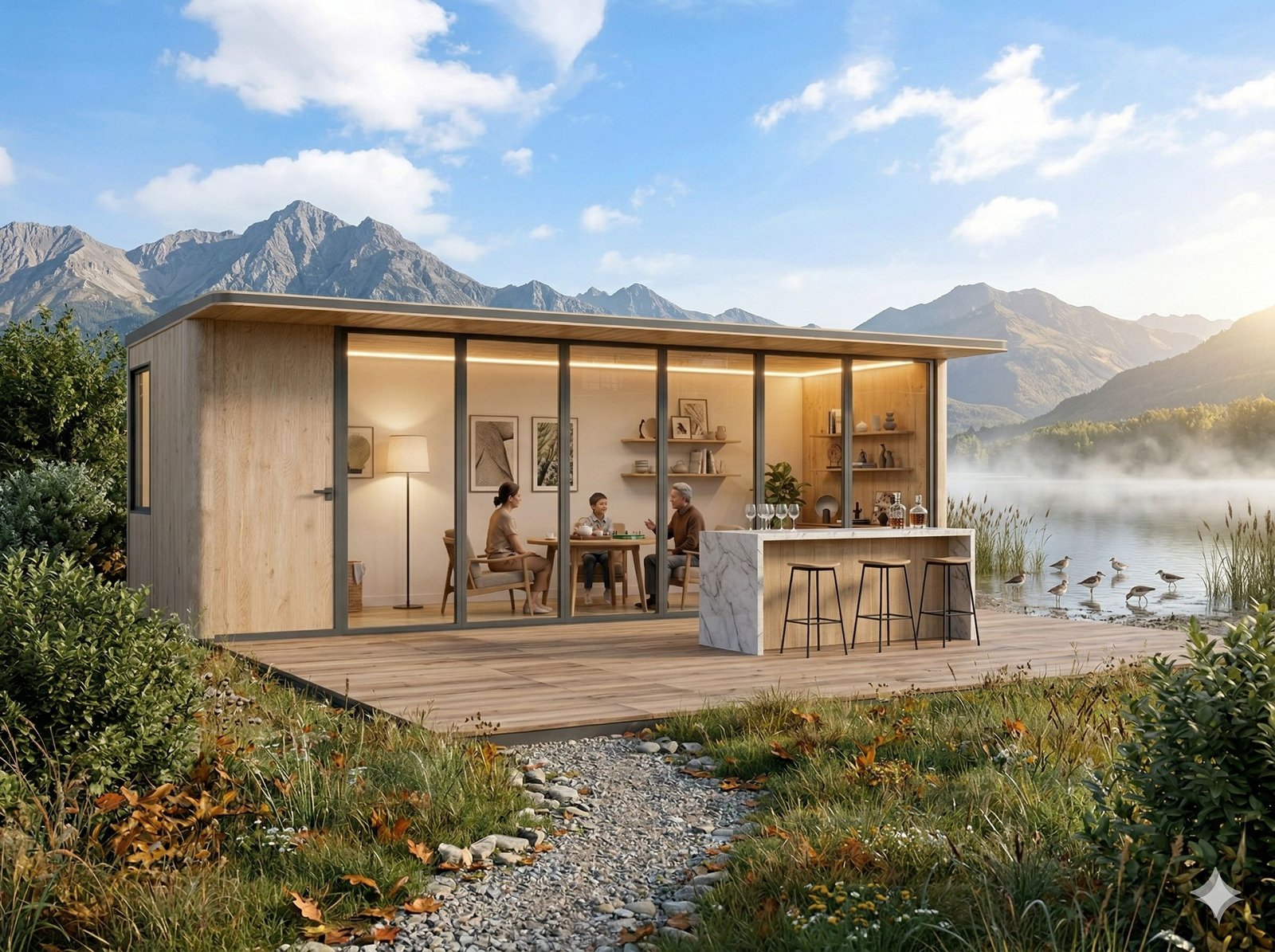 Garden Seven modular garden room β lakeside landscape setting